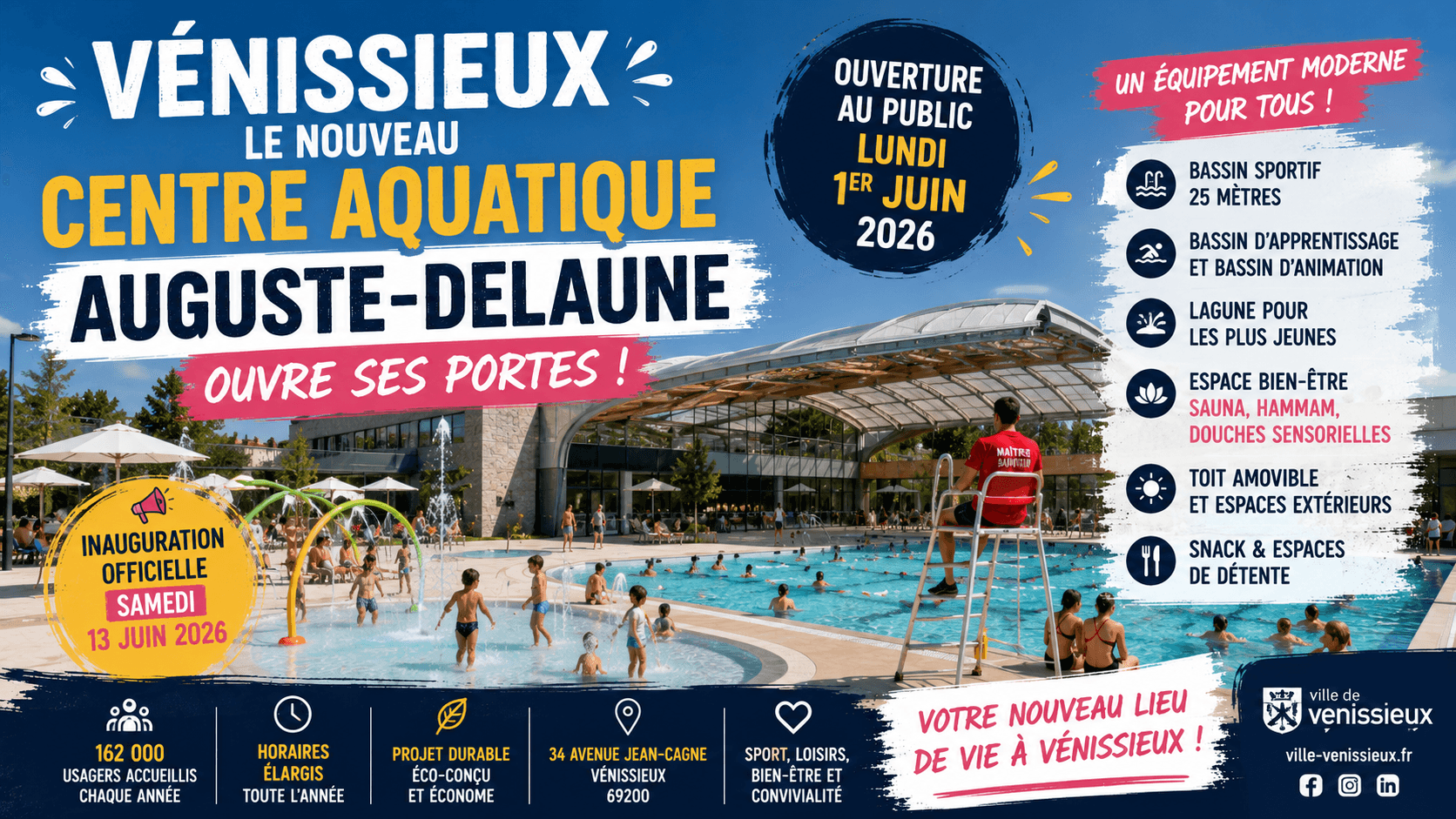Vénissieux : le nouveau centre aquatique Auguste-Delaune ouvre ses portes