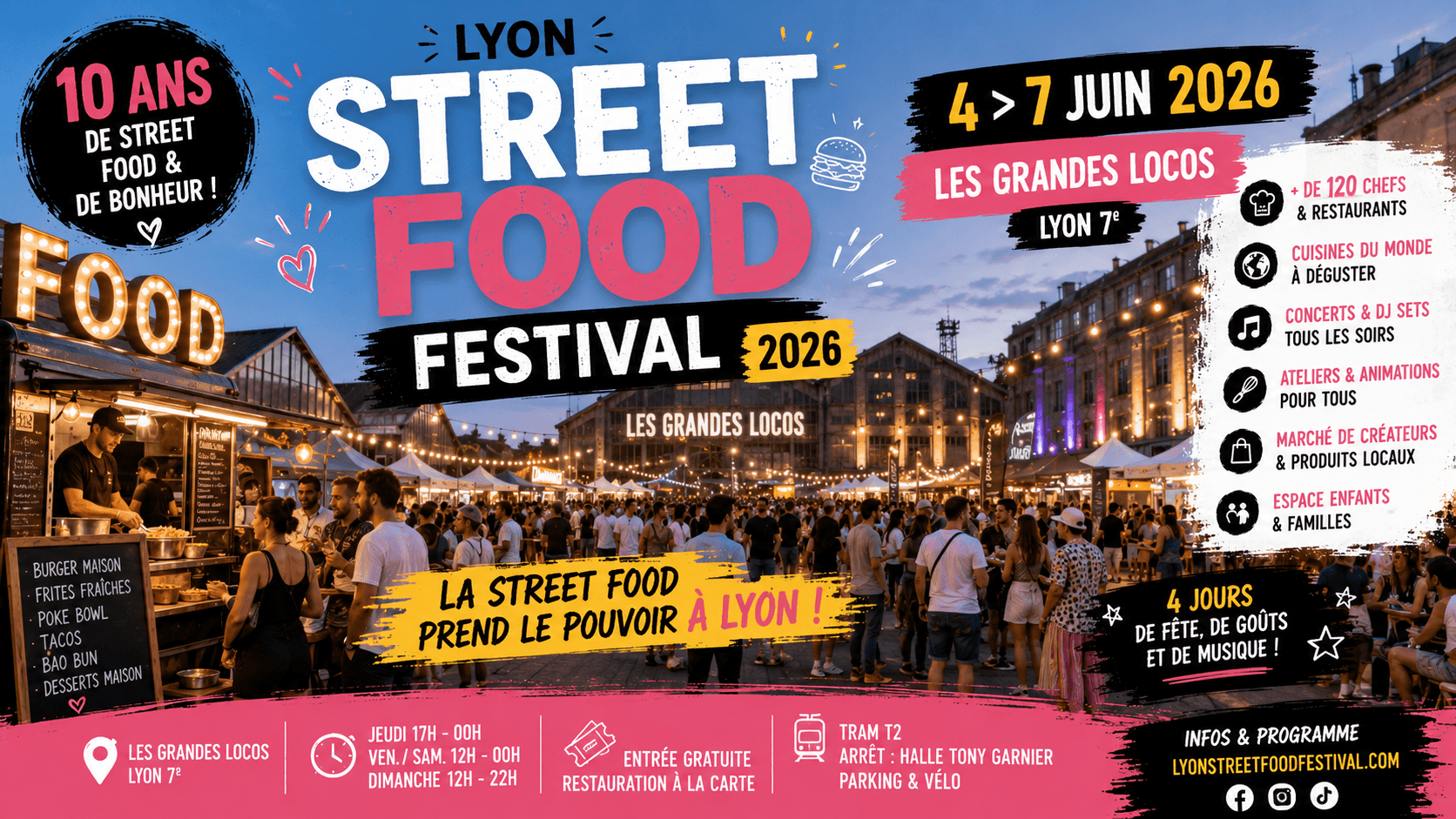 Lyon Street Food Festival 2026 : la 10e édition s’annonce énorme aux Grandes Locos